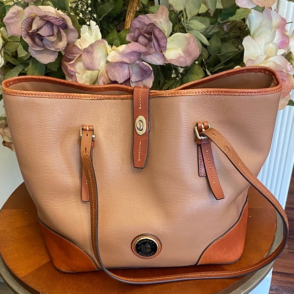 Dooney and Bourke Leather Tan and Brown Women's Tote Bag - Picture 1 of 10
